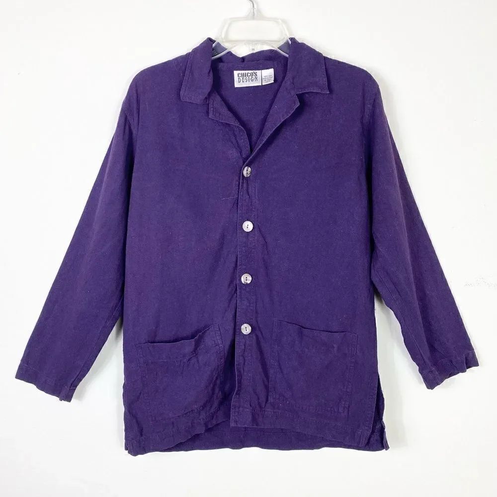 Vintage Chico’s Design Purple Raw Silk Button Up Shirt